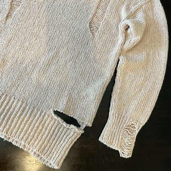 Zara Oversized V-Neck Distressed Sweater - Picture 2 of 11